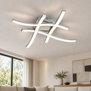 Plafoniera moderna led 3000k nichel 46cm per salotto