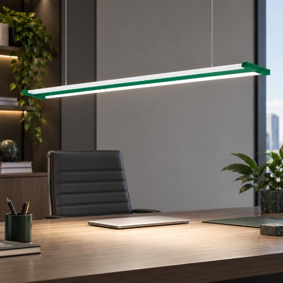 Lampadario led 47w cct 2700k 6000k dimmerabile a sospensione verde bosco per ufficio