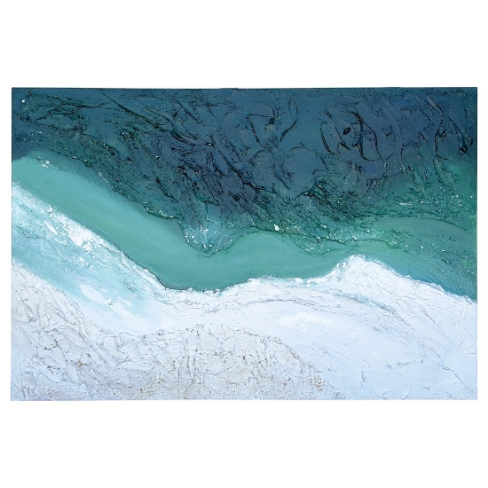 Quadro astratto moderno confine acqua materico a rilievo 80x120 cm