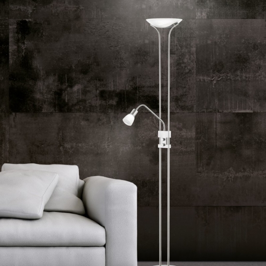 Lampada da terra led 3000k nichel luce orientabile da lettura