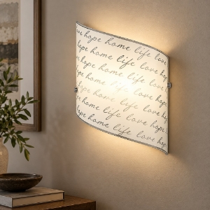 Applique rettangolare bianco vetro scritte decorative