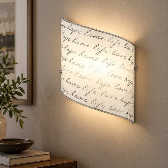 Applique rettangolare bianco vetro scritte decorative