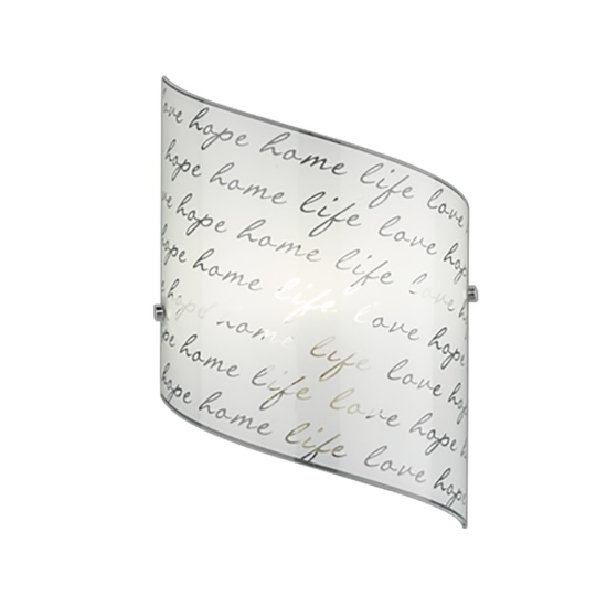 Applique rettangolare bianco vetro scritte decorative