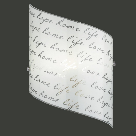 Applique rettangolare bianco vetro scritte decorative