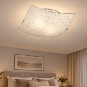 Plafoniera per camera da letto quadrata bianca vetro 40cm