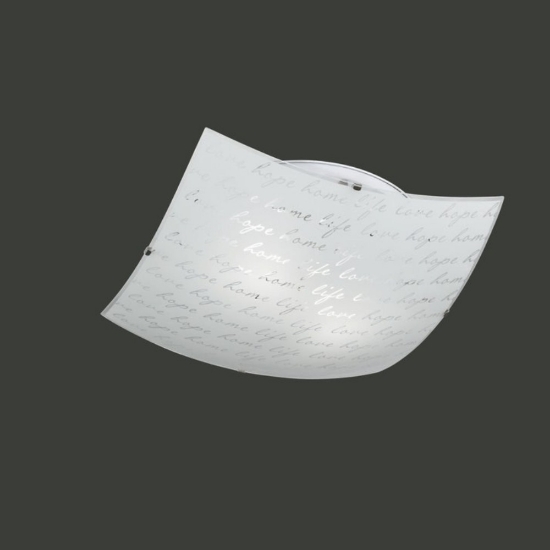 Plafoniera per camera da letto quadrata bianca vetro 40cm