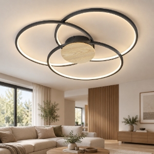 Plafoniera moderna nero opaco led 3000k per soggiorno