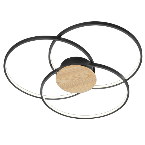 Plafoniera moderna nero opaco led 3000k per soggiorno