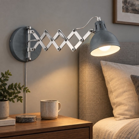 Applique per comodino camera da letto cemento orientabile