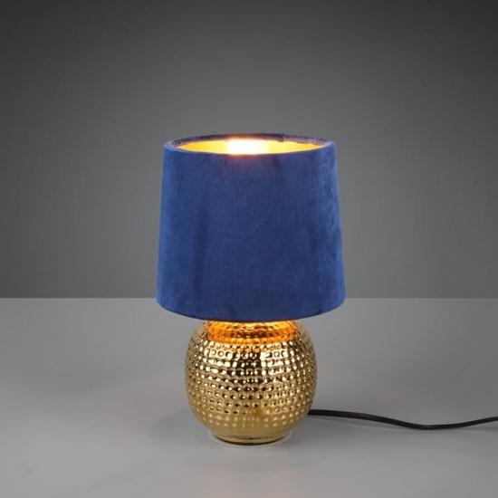 Lampada da tavolo oro paralume blu