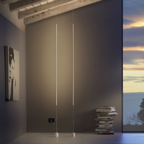 Piantana moderna nera da pavimento a soffitto sospesa led 30w cct 3000k 6500k dimmerabile