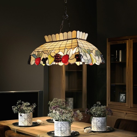 Lampadario a sospensione per cucina moderno cupola multicolor vetro 2 luci