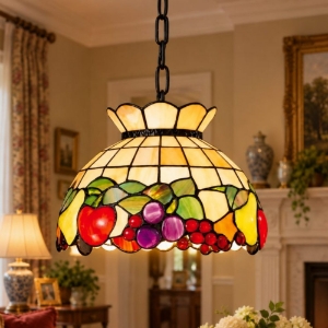 Perenz fruit lampadario classico cupola multicolor vetro tiffany