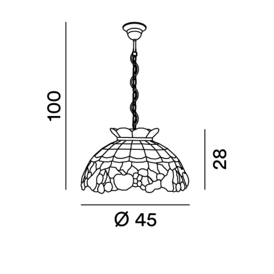 Perenz fruit lampadario classico cupola multicolor vetro tiffany