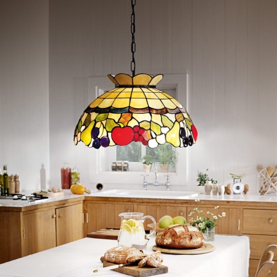 Perenz fruit lampadario classico cupola vetro tiffany multicolor