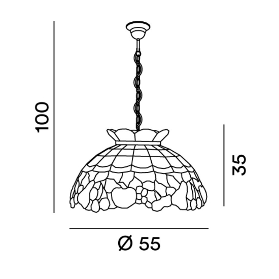 Perenz fruit lampadario classico cupola vetro tiffany multicolor