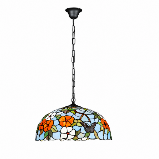 Perenz lampadario classico butterfly per salotto vetro tiffany multicolor