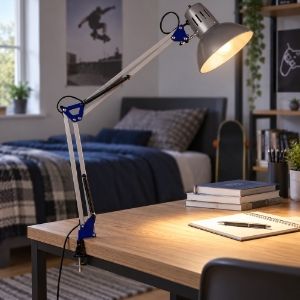 Lampada a morsetto da scrivania stanza ragazzo orientabile blu