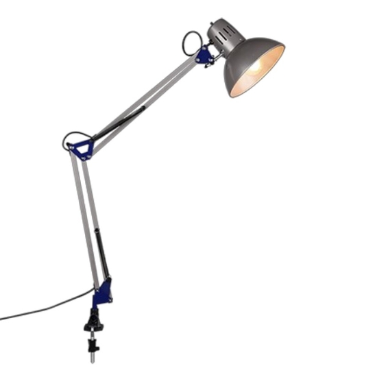 Lampada a morsetto da scrivania stanza ragazzo orientabile blu