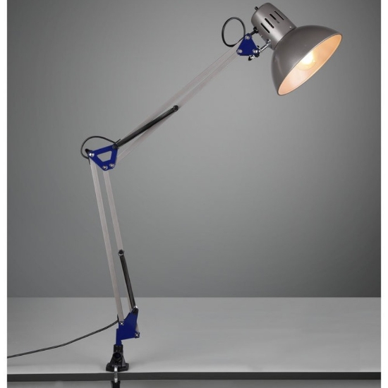 Lampada a morsetto da scrivania stanza ragazzo orientabile blu