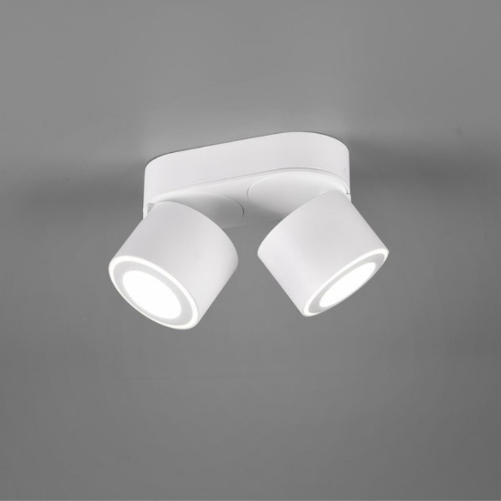Plafoniera con due faretti bianchi led 3000k orientabili