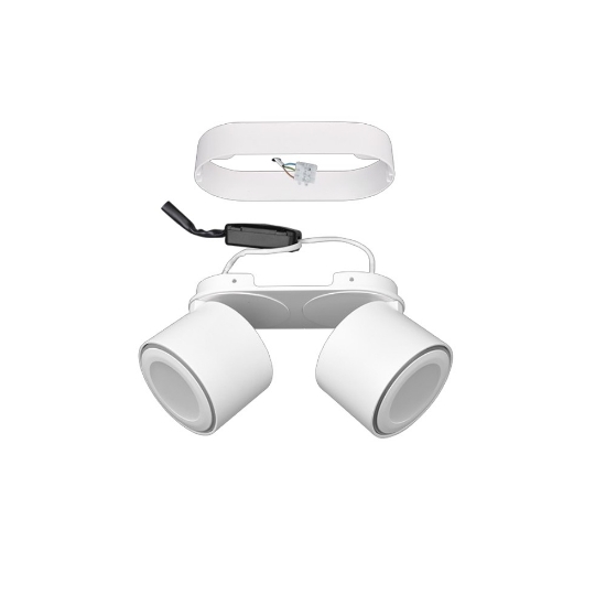 Plafoniera con due faretti bianchi led 3000k orientabili