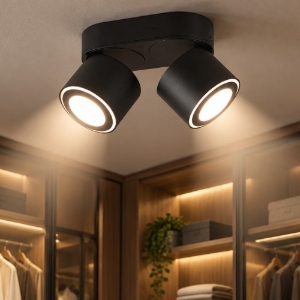 Plafoniera con faretti spot neri led 3,5w 3000k orientabili
