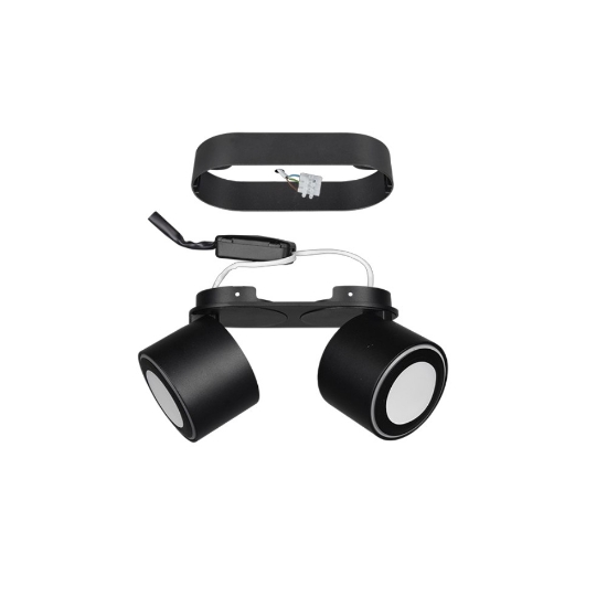 Plafoniera con faretti spot neri led 3,5w 3000k orientabili