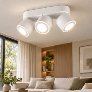 Plafoniera con 3 faretti orientabili bianco opaco led 3000k