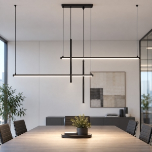 Lampadario per ufficio nero a sospensione led 60w cct 3000k 6500k dimmerabile con telecomando