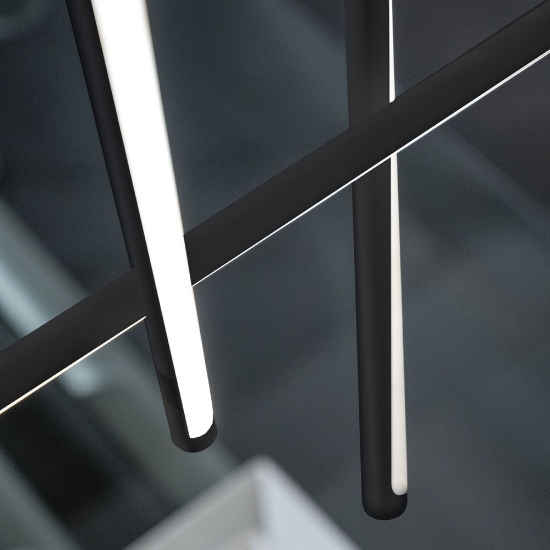 Lampadario per ufficio nero a sospensione led 60w cct 3000k 6500k dimmerabile con telecomando