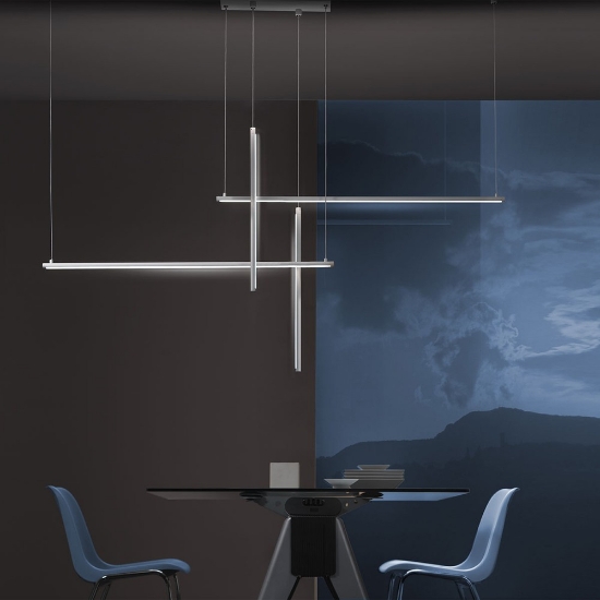 Lampadario per ufficio nero a sospensione led 60w cct 3000k 6500k dimmerabile con telecomando