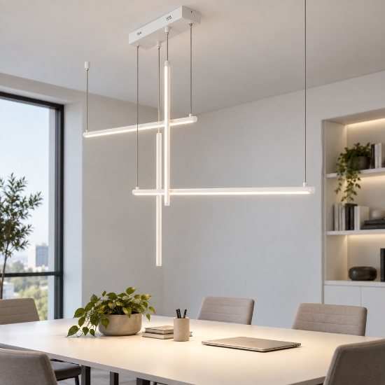 Lampadario a sospensione per ufficio led 60w cct 3000k 6500k moderno bianco