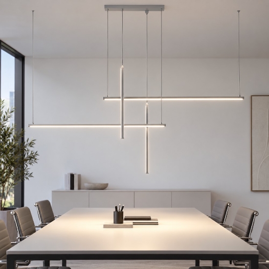 Lampadario a sospensione per ufficio led 60w cct 3000k 6500k moderno bianco