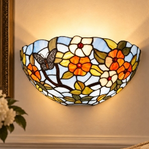Perenz butterfly applique da parete classica mezza cupola multicolor vetro