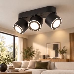 Plafoniera moderna con faretti led 3000k nero opaco orientabile