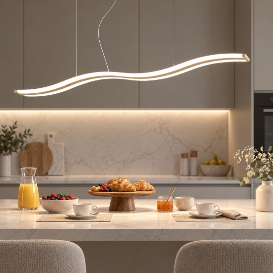 Lampadario moderno a sospensione lineare sabbia bagnata led 47w cct 3000k 6000k dimmerabile con telecomando