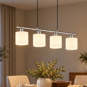 Lampadario a sospensione per tavolo da pranzo 4 luci bianco
