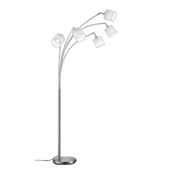 Lampada da terra piantana moderna bianca 5 luci orientabili