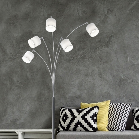 Lampada da terra piantana moderna bianca 5 luci orientabili
