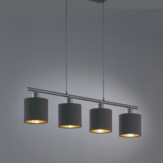 Lampadario per tavolo da pranzo a sospensione nero opaco 4 luci
