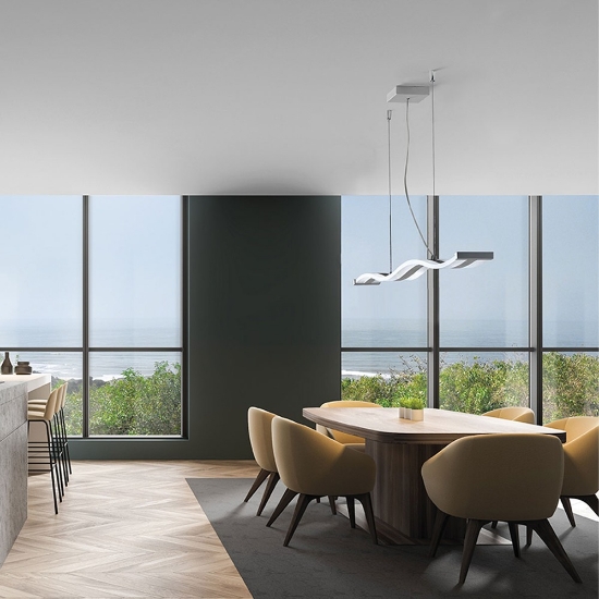 Lampadario a sospensione led 47w cct 3000k 6000k dimmerabile con telecomando grigio perla