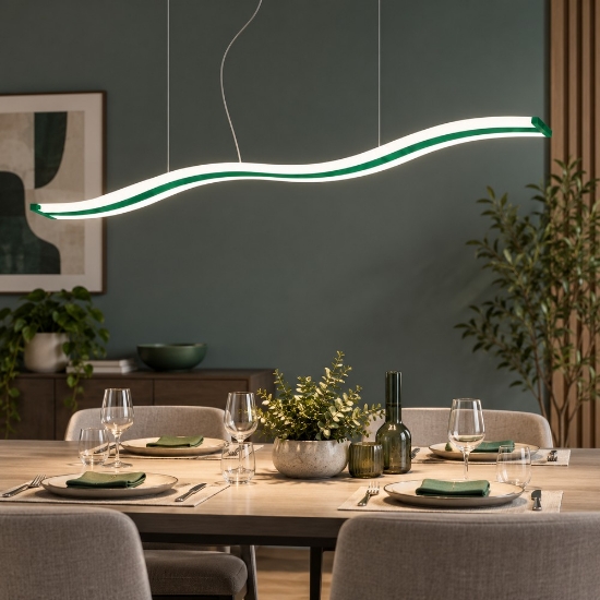 Lampadario a sospensione verde bosco led 47w cct 3000k 6000k dimmerabile con telecomando