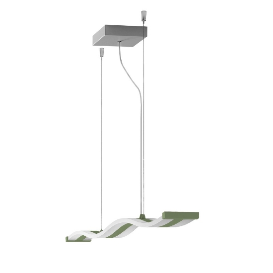 Lampadario lineare moderno verde salvia a sospensione led 47w cct 3000k 6000k dimmerabile con telecomando