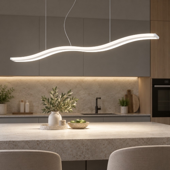 Lampadario a sospensione led 47w cct 3000k 6000k per sala da pranzo moderno lineare bianco
