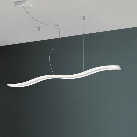 Lampadario a sospensione led 47w cct 3000k 6000k per sala da pranzo moderno lineare bianco
