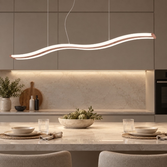 Lampadario led 47w cct 3000k 6000k dimmerabile con telecomando per cucina oro rosato
