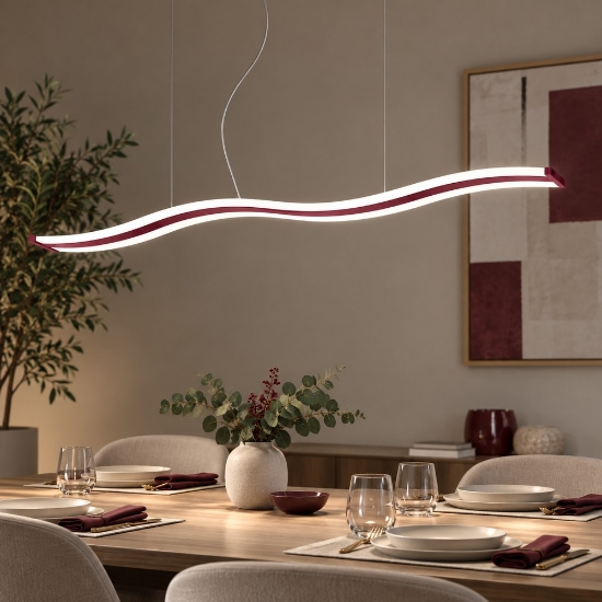 Lampadario led 47w cct 3000k 6000k dimmerabile con telecomando moderno bordeaux