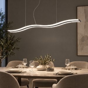 Lampadario per isola cucina moderna ondulato antracite led 47w cct 3000k 6000k con telecomando