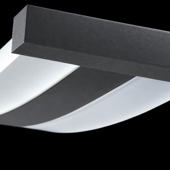 Lampadario per isola cucina moderna ondulato antracite led 47w cct 3000k 6000k con telecomando